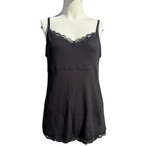 Elle Must have Cami Black Lace Trim Camisole Color Black Size Medium